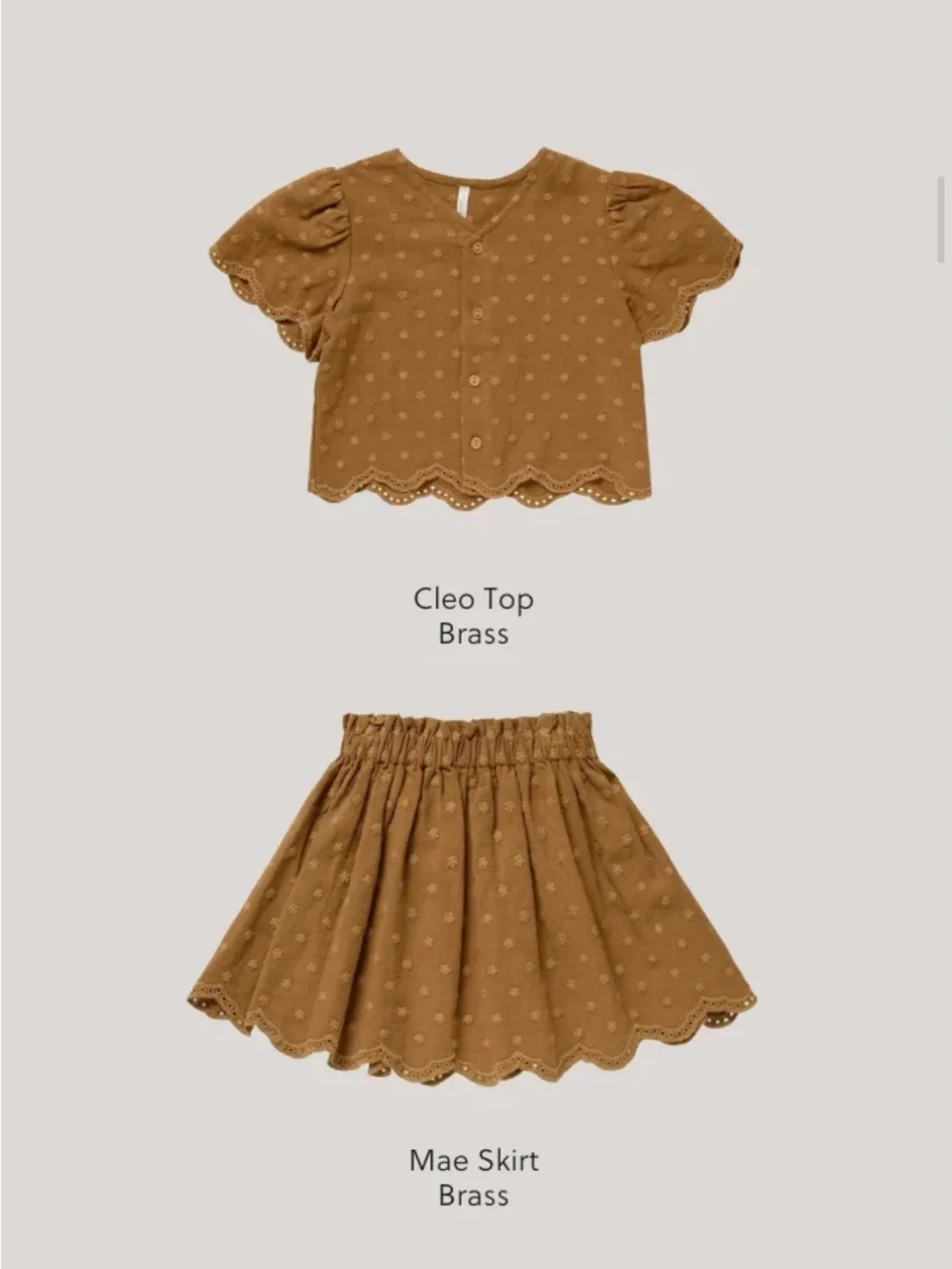 Rylee & Cru Brass Mae Top & Skirt - Kids Size 10/12